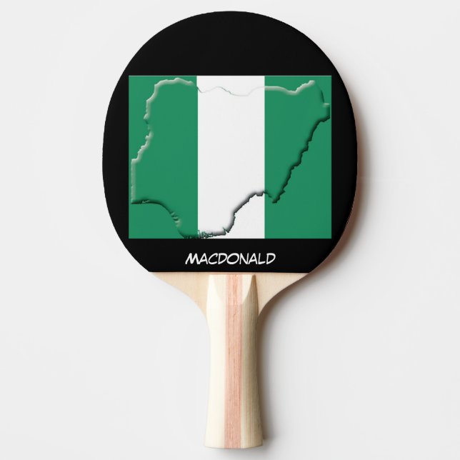 Pala De Ping Pong BANDERA NIGERIA Y MAPA NEGRO personalizado (Anverso)