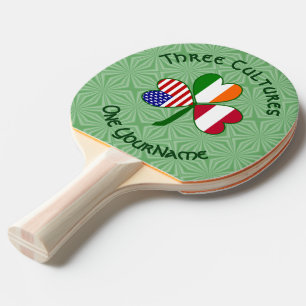 Pala De Ping Pong Bandera personalizada de trébol irlandés estadouni