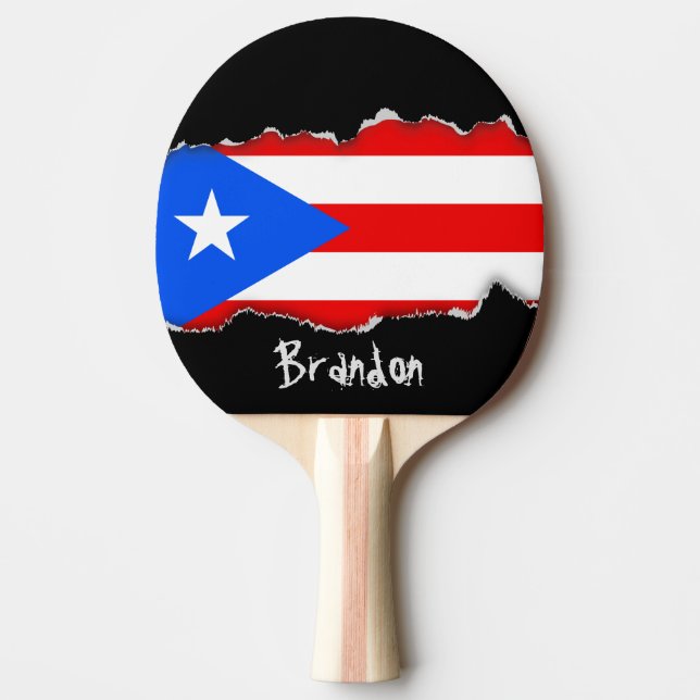 Pala De Ping Pong Bandera portorriqueña clásica (Anverso)