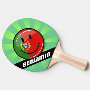 Pala De Ping Pong Bandera portuguesa sonriente