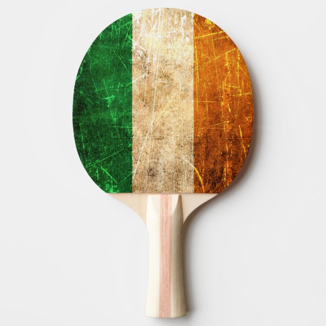 Pala De Ping Pong Bandera rasguñada y llevada del irlandés del (Anverso)