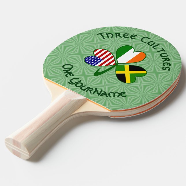 Pala De Ping Pong Bandera Shamrock jamaiquina irlandesa norteamerica (Ángulo frontal)