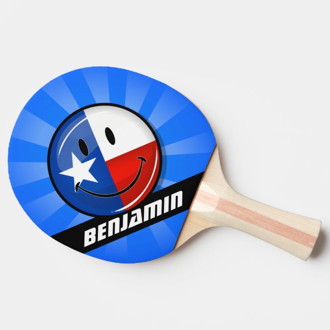 Pala De Ping Pong Bandera sonriente de Tejas (Lateral)