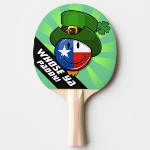 Pala De Ping Pong Bandera sonriente del Texan con el día de St
