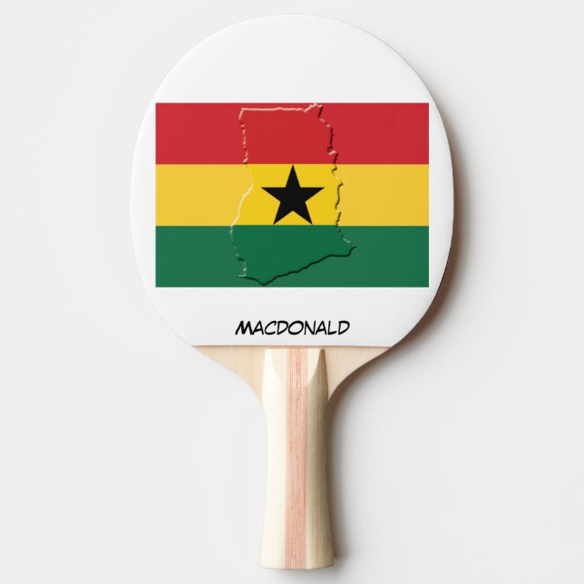 Pala De Ping Pong BANDERA Y MAPA DE GHANA Personalizada (Anverso)