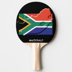Pala De Ping Pong BANDERA Y MAPA DE SUDÁFRICA NEGRO personalizado