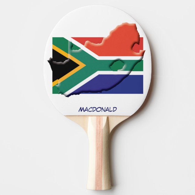 Pala De Ping Pong BANDERA Y MAPA DE SUDÁFRICA Personalizada (Anverso)