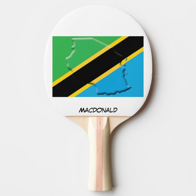 Pala De Ping Pong BANDERA Y MAPA DE TANZANIA Personalizados (Anverso)