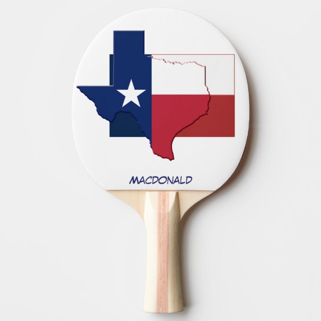 Pala De Ping Pong BANDERA Y MAPA DE TEXAS Personalizados (Anverso)