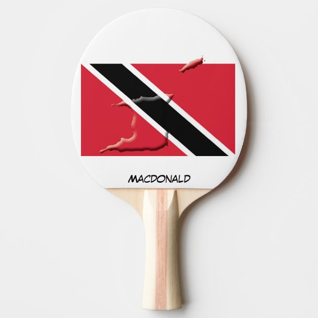 Pala De Ping Pong BANDERA Y MAPA DE TRINIDAD TOBAGO Personalizados (Anverso)