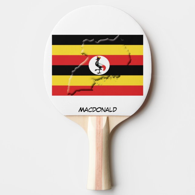 Pala De Ping Pong BANDERA Y MAPA DE UGANDA Personalizados (Anverso)