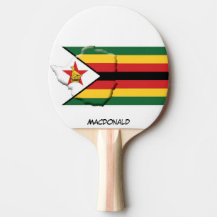 Pala De Ping Pong BANDERA Y MAPA DE ZIMBABWE Personalizadas