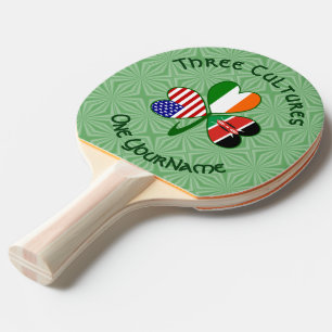 Pala De Ping Pong Banderas de trébol Kenia Irlanda EE. UU. Texto Per