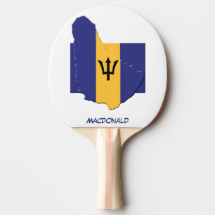 Pala De Ping Pong BARBADOS FLAG & MAP personalizado