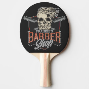 Pala De Ping Pong Barbería personalizada Hipster Skull y Razors