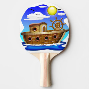 Pala De Ping Pong Barco Pesquero Dibujo Animado 