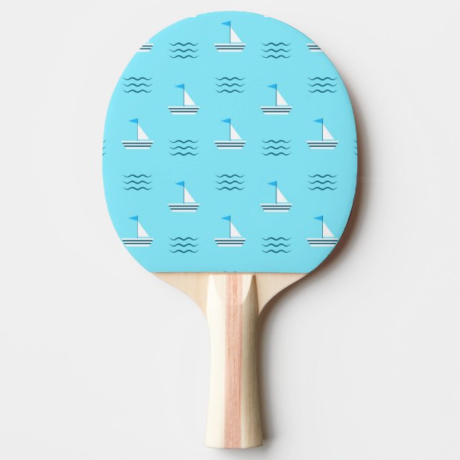 Pala De Ping Pong Barcos De Mar Azul (Anverso)