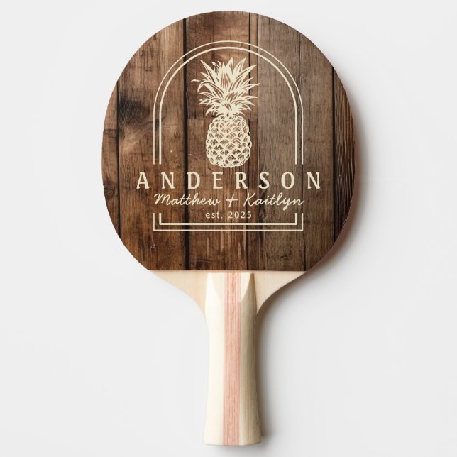 Pala De Ping Pong Barn Floor Boards Pineapple Wedding Arch&Name (Anverso)