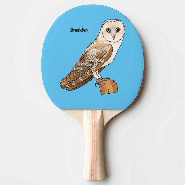 Pala De Ping Pong Barn owl bird cartoon illustration   (Anverso)