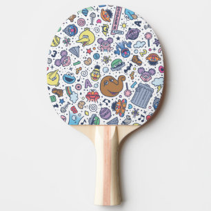 Pala De Ping Pong Barrio Sésamo Patrón de Doodle de Sesame Pals