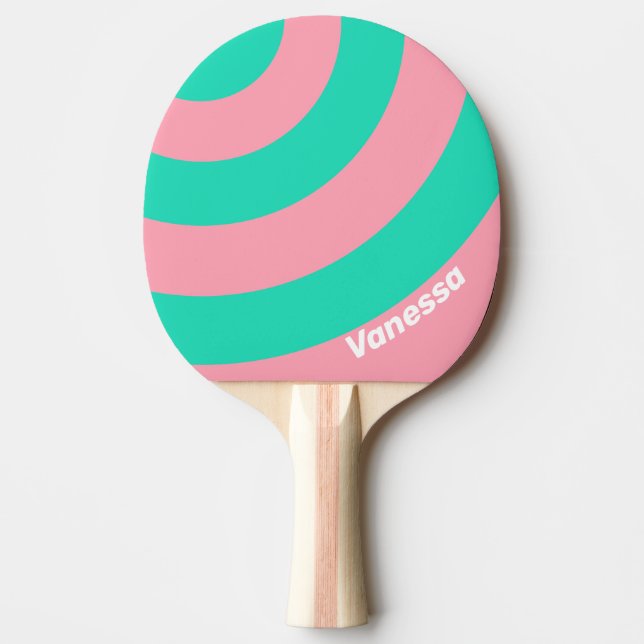 Pala De Ping Pong Beach Breeze Nostalgic Circle Stripe with Name (Anverso)