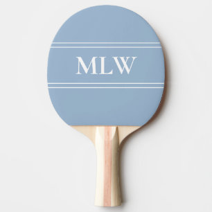 Pala De Ping Pong Bebé simple azul y blanco monogramado