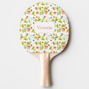 Pala De Ping Pong Bebidas Fresas Mariposas Primavera Nombre de veran