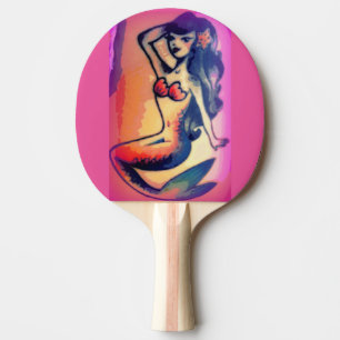Pala De Ping Pong belleza de sirena de pelo oscuro