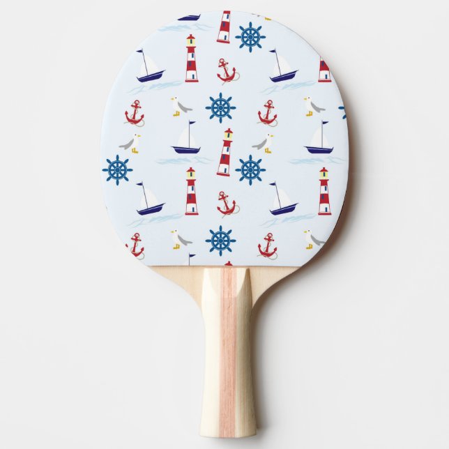 Pala De Ping Pong Bellísimo diseño de verano azul marino (Anverso)