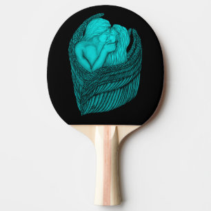 Pala De Ping Pong Besada de ángeles , diseño negro y verde
