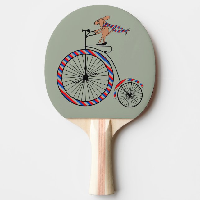 Pala De Ping Pong Bici pasada de moda que monta del perro en la (Anverso)