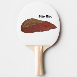 Pala De Ping Pong Bite Me Funny Steak Beef Pun Chiste