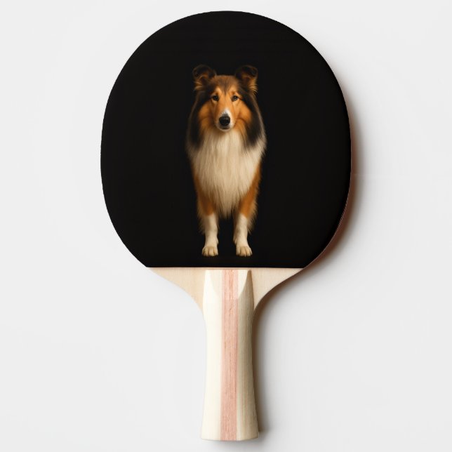 Pala De Ping Pong Black 4 Luxe ping pong paddle, Loyal Collie Dog (Reverso)