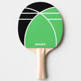 Pala De Ping Pong Black and Bright Green Personalized
