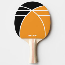 Pala De Ping Pong Black and Bright Orange Personalized