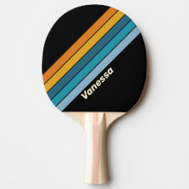 Pala De Ping Pong Black Rainbow Striped with Name