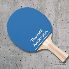 Pala De Ping Pong Blanco moderno minimalista sobre azul