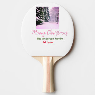 Pala De Ping Pong Blanco rosa nieve feliz Navidad añadir nombre de f