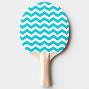 Pala De Ping Pong Blanco y modelo de zigzag de la aguamarina