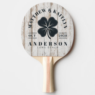 Pala De Ping Pong Blanqueo Madera Clover Irlandés de la Suerte Crest