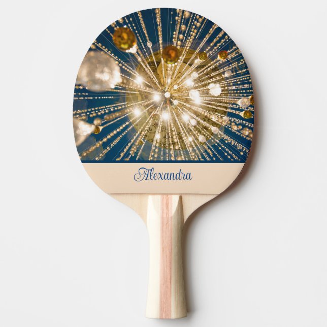 Pala De Ping Pong Bling metálico personalizado (Anverso)