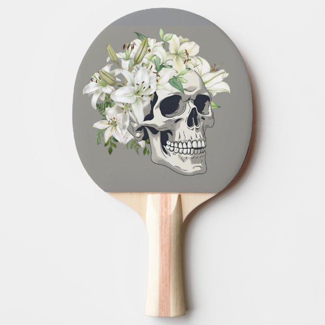 Pala De Ping Pong Bloom silencioso: Calaveras y lirios blancos (Anverso)