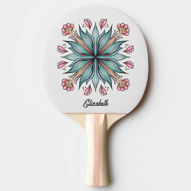 Pala De Ping Pong Blooms de primavera: Floral geométrica (Anverso)