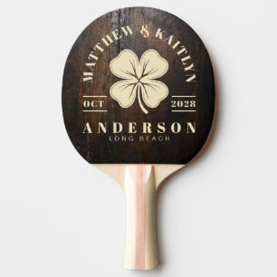 Pala De Ping Pong Bloque de corte oscuro trébol irlandés afortunado 