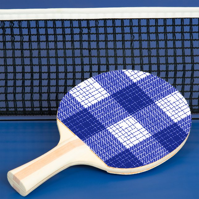 Pala De Ping Pong Blue and White Bold Checkered Plaid Design  (Subido por el creador)