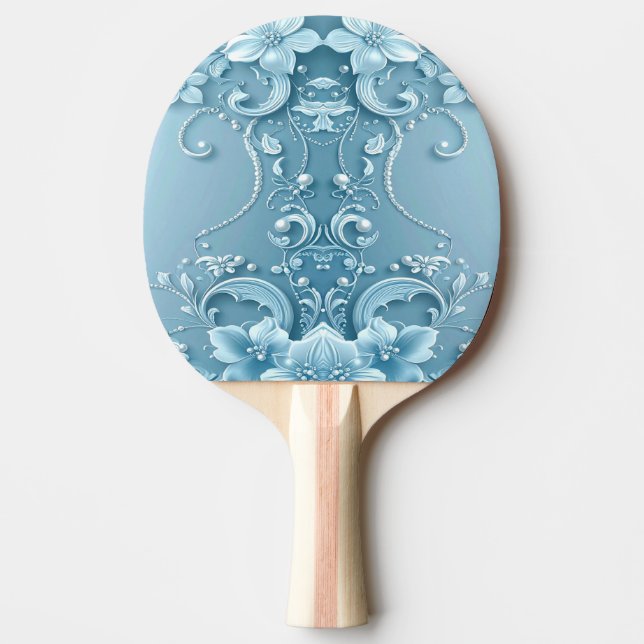 Pala De Ping Pong Blue Decorative Floral Ping Pong Paddle (Anverso)