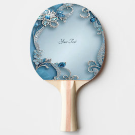 Pala De Ping Pong Blue Ornate Floral Ping Pong Paddle