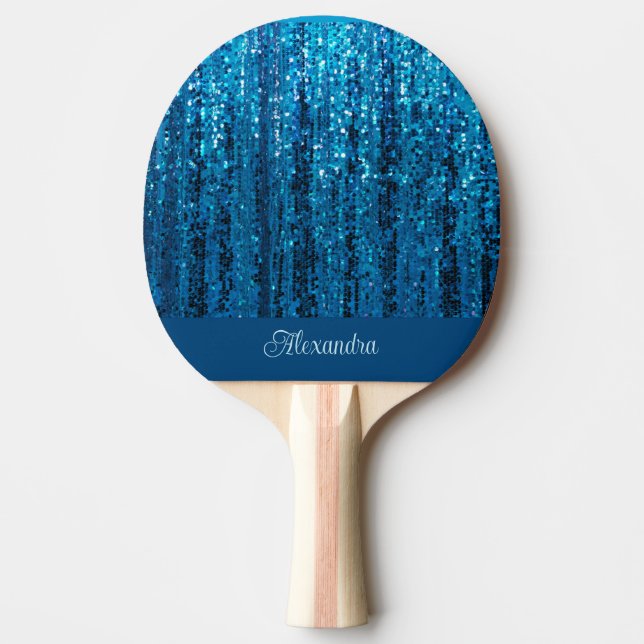 Pala De Ping Pong Blue Sparkle Bling Ping Pong Paddle personalizado (Anverso)