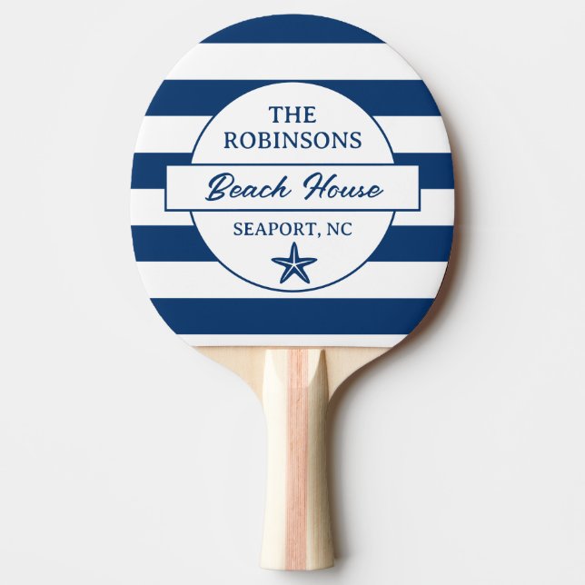 Pala De Ping Pong Blue Stripes Family Beach House (Anverso)
