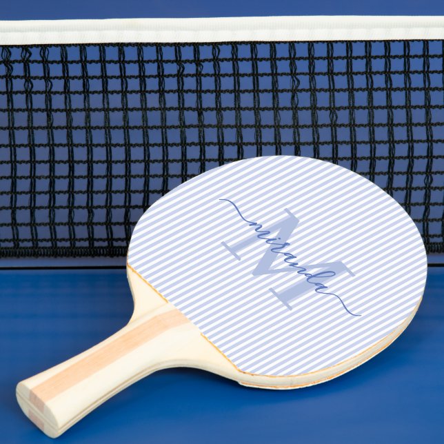 Pala De Ping Pong Blue Stripes Monogram Name (in situ)
